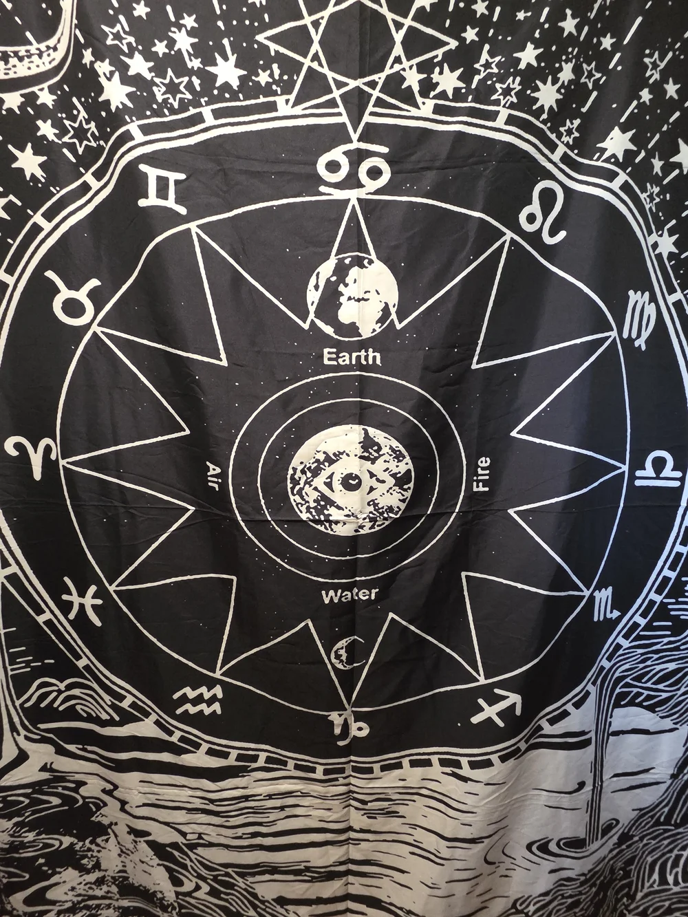 78inLx58inW The Star Wall Tapestry - Black and White Home Wall Decor